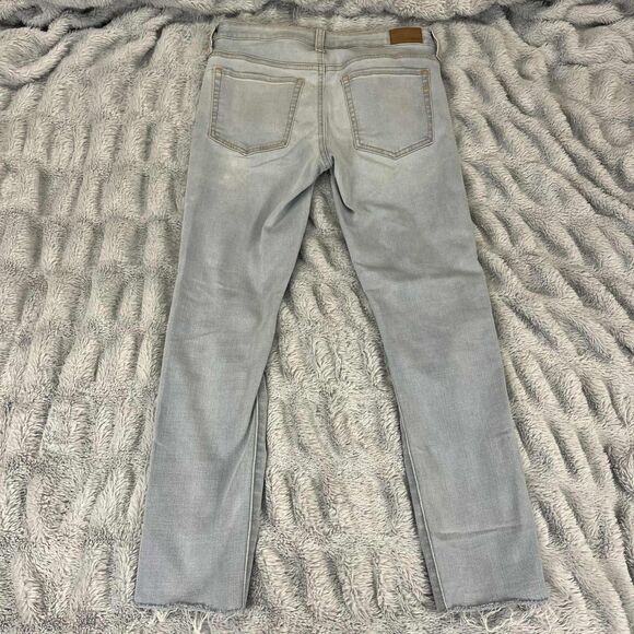 AERO Jeans Womens 6 Skinny Mid Rise Blue Distressed Stretch Denim Festival - Picture 2 of 9